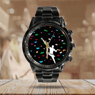 Discover Climbing Climber Wall Bouldering Climber Rope Carabiner Crash Pad Climb Calendar Steel Band Watch