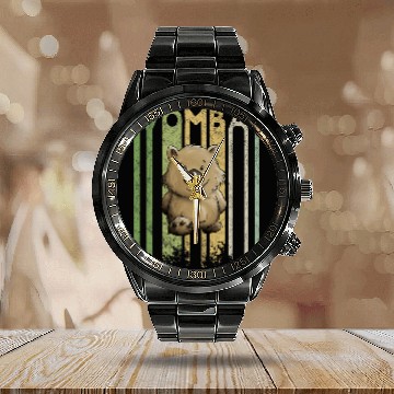 Discover Funky Retro Style Cute Cartoon Marsupial Wombat Calendar Steel Band Watch