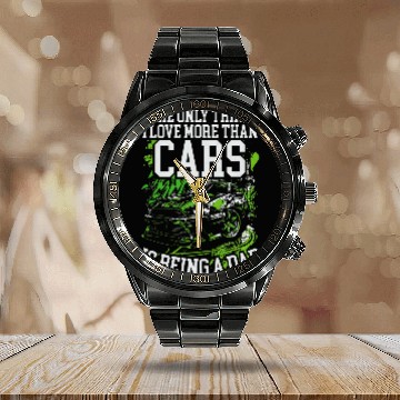 Discover Car Racer Dad Speed Driver Car Lover Daddy Fathers Day 21 Baseball Tees Calendar Steel Band Watch