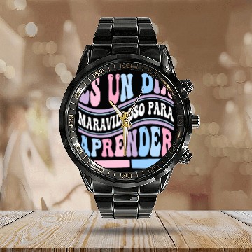 Discover Espanol Bilingue Spanish Teacher Maestra Calendar Steel Band Watch