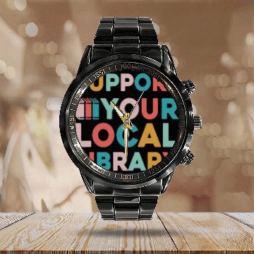 Discover Reading Book Support Your Local Library Book Lovers Librarian Retro Reader Calendar Steel Band Watch