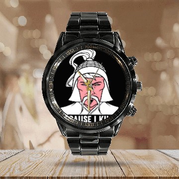 Discover Because I Khan Mongolian History Joke and Genghis Khan Calendar Steel Band Watch