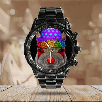 Discover Squirrel Lover Funny Clown Squirrel Circus carnivals Costume Theme Party 57 Calendar Steel Band Watch