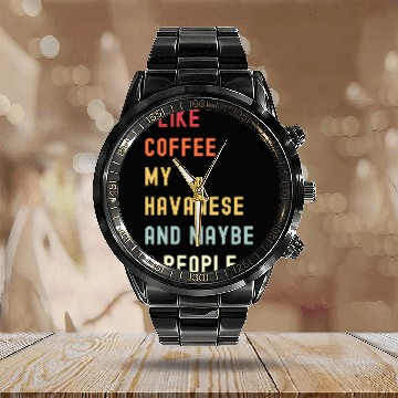 Discover Dog Havanese Funny Havanese Retro Dog And Coffee Lover Baseball Tees Calendar Steel Band Watch