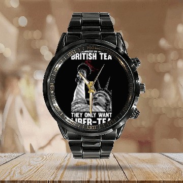 Discover British and American History Joke Liber Tea History Buff Calendar Steel Band Watch