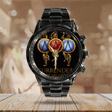 Discover Ancient Spartan Warriors Surrender Is Not An Option Calendar Steel Band Watch