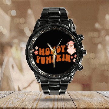 Discover Retro Western Boho Groovy Howdy Fall Pumpkin Cute ghosts Hall 446 Baseball Tees Calendar Steel Band Watch