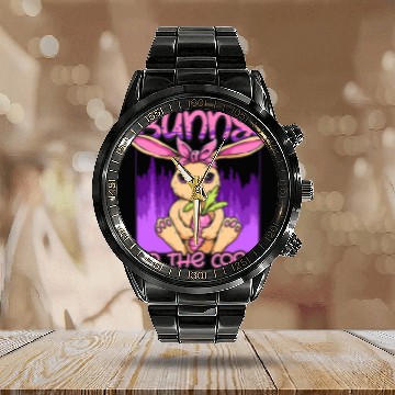 Discover Rabbits Bunny To the Core Gothic Rabbit with Carrot Rabbit Lover 502 Calendar Steel Band Watch