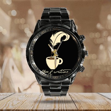 Discover Reading Book Writer I Author I Book Literature I Coffee And Writing Reader Baseball Tees Calendar Steel Band Watch