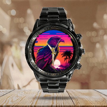 Discover Retro Aesthetic Bald Eagle Calendar Steel Band Watch