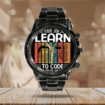 Discover Software Engineer Programming Computer Developer Coder Calendar Steel Band Watch