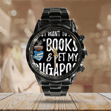 Discover Reading Book Foxhound Avid Book Reader Funny Dog Mom Gift Reader Zip Calendar Steel Band Watch