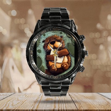 Discover Otters sleeping Sea Otter Party Animal Kindergarten Calendar Steel Band Watch