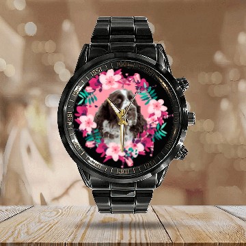 Discover Nostalgia for LEstate English Springer spaniel Calendar Steel Band Watch