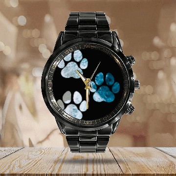 Discover Dog Paw Prints Ocean Beach Waves Baseball Tees Calendar Steel Band Watch