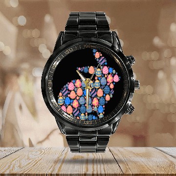 Discover Rabbits Cute Easter Egg Bunny Colorful Rabbit Easter Calendar Steel Band Watch