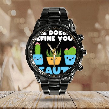 Discover Gardening Cactus Size Doesnt Define Beauty Body Positive Zip Calendar Steel Band Watch