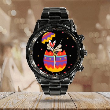 Discover Bunny Ears Eggs Costume Cute Easter Day Graphic Dragonfly Calendar Steel Band Watch