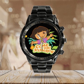 Discover Dora the Explorer Come On Vamanos Dora Tropical Portrait Calendar Steel Band Watch