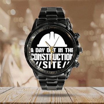 Discover a day out in the construction site construction Baseball Tees Calendar Steel Band Watch