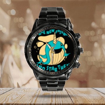 Discover Narwhal Lover Make new friends and stab them Calendar Steel Band Watch