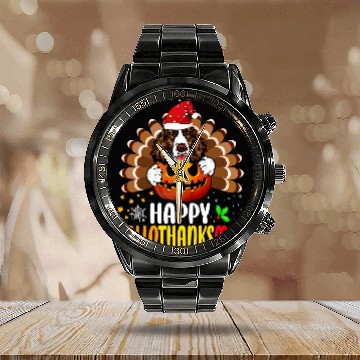 Discover English Springer Spaniel Dog Funny Happy Hallothanksmas Calendar Steel Band Watch