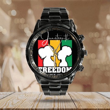 Discover 1865 Juneteenth Black History American For Black Woman Calendar Steel Band Watch