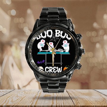 Discover Boo Boo Crew ghosts nurses Paramedic EMT Halloween Matching Calendar Steel Band Watch