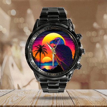 Discover Retro Aesthetic Bald Eagle 1 Calendar Steel Band Watch