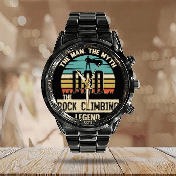 Discover Climbing Climber Man Myth Legend Dad Rock Climbing Climb Calendar Steel Band Watch