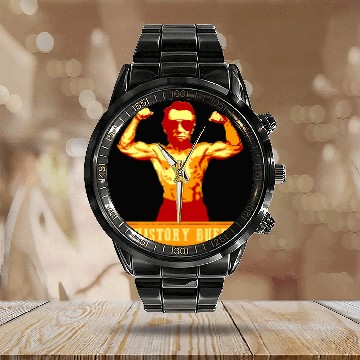 Discover History Buff Gift Historian Professor Zip Calendar Steel Band Watch