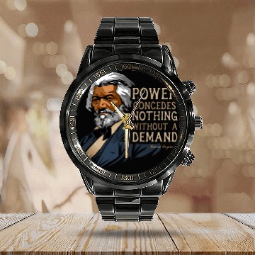 Discover Frederick Douglass Quote for Black History Month 2 Calendar Steel Band Watch