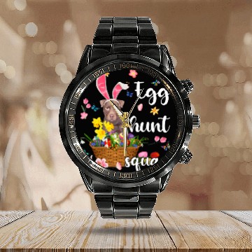 Discover Patterdale Terrier Happy Easter Day Easter Colorful Egg Hunt Calendar Steel Band Watch