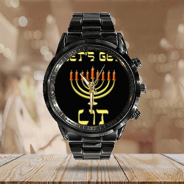 Discover Happy Chanukah Menorah Lets Get Lit Funny Hanukkah Calendar Steel Band Watch