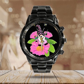 Discover Cute Gnome Flower Gardening Gnomes Bee 2 Zip Calendar Steel Band Watch