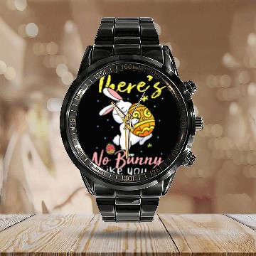 Discover Rabbits Cute Matching Couple Easter Rabbit Colorful Bunny Easter Egg Calendar Steel Band Watch