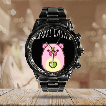 Discover happy easter egg shaped pig kawaii otaku anime Baseball Tees Calendar Steel Band Watch
