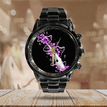 Discover Pastel Goth Kawaii Dagger knifes Break Up Single Sad Emo Zip Calendar Steel Band Watch