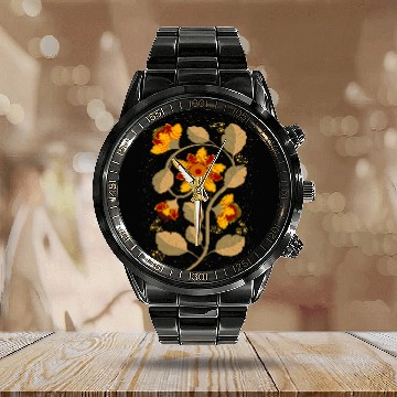 Discover Botanical vintages Spring Flower For Gardener Mom Retro Calendar Steel Band Watch