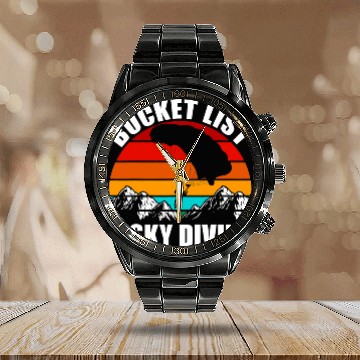Discover Skydiving Gift vintages Skydiver Skydiving Parachute Bucket List Sky Diving Calendar Steel Band Watch
