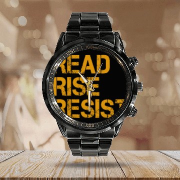 Discover Reading Book Read Rise Resist Book and Writer gift idea Reader Calendar Steel Band Watch