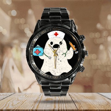 Discover nurses Scrub nurses RN ER NICU LPN Halloween Costume Calendar Steel Band Watch