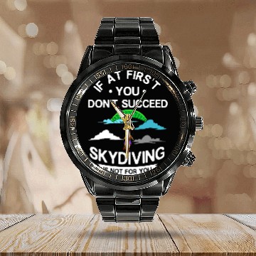 Discover Skydiving Gift Parachuting Skydiving Parachute Jump 1 Calendar Steel Band Watch