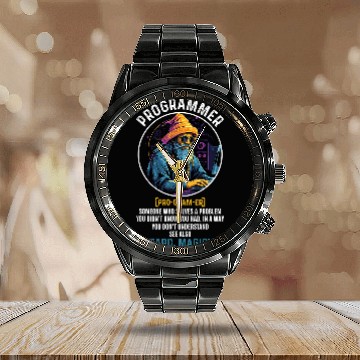 Discover Funny Programmer Definition Coding Tech Software Engineers Calendar Steel Band Watch