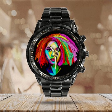 Discover Black Queen Afro Unapologetically Dope 2Melanin Girl Art 22 Calendar Steel Band Watch