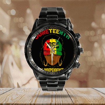 Discover 1865 Juneteenth Is My Independence Day Celebrate Black Women Calendar Steel Band Watch