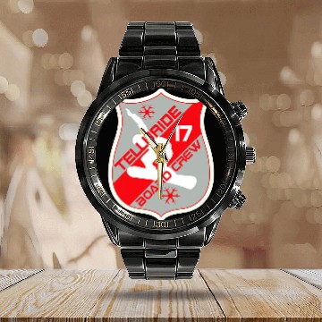 Discover Skiing Ski Telluride Colorado Board Crew Snowboarding Calendar Steel Band Watch