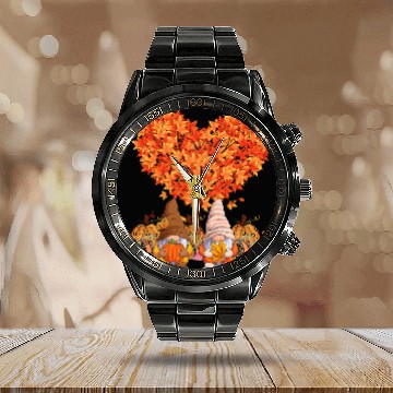 Discover Its Fall Yall Cute Gnomes Pumpkin Autumn Tree Fall Leaves269 Calendar Steel Band Watch