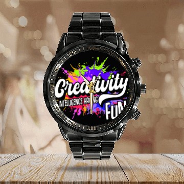 Discover Creativity Is Intelligence Having Fun Art Teacher Student Calendar Steel Band Watch