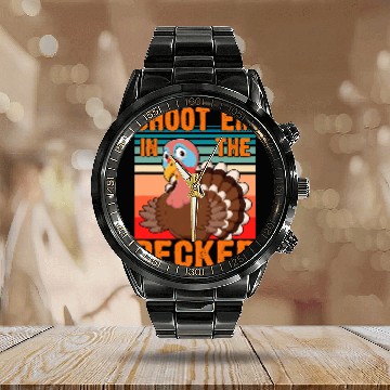 Discover hunting turkey hunting shoot em in the packer Zip Calendar Steel Band Watch